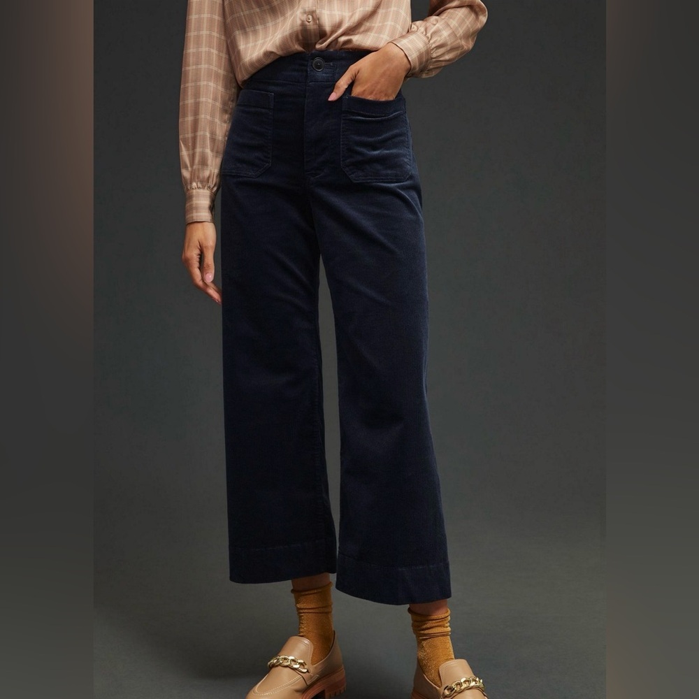 Maeve Colette Navy Wide-Leg Corduroy Pants - Cropped // Sz 16W